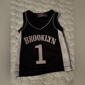Kids' Brooklyn #1 Black and White Basketball Tank Top